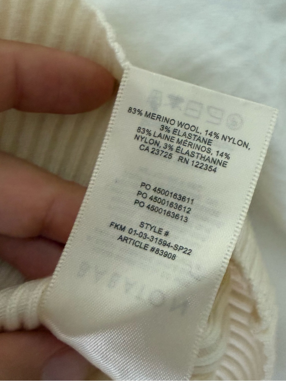 Babaton Ivory Ribbed Collared V-Neck Sweater - Picture 3 of 4